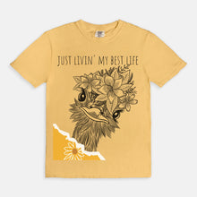 Funny T-shirt "Just Livin' My Best Life" Floral Ostrich T-shirt, Funny Ostrich Tee, Birthday Gift, Best Life T-shirt, Crazy Girl Tee