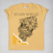 Funny T-shirt "Just Livin' My Best Life" Floral Ostrich T-shirt, Funny Ostrich Tee, Birthday Gift, Best Life T-shirt, Crazy Girl Tee