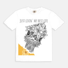 Funny T-shirt "Just Livin' My Best Life" Floral Ostrich T-shirt, Funny Ostrich Tee, Birthday Gift, Best Life T-shirt, Crazy Girl Tee
