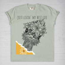 Funny T-shirt "Just Livin' My Best Life" Floral Ostrich T-shirt, Funny Ostrich Tee, Birthday Gift, Best Life T-shirt, Crazy Girl Tee