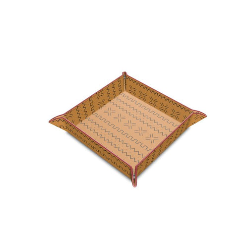 Leather Trinket Tray, African Mud Cloth Pattern, Ethnic Tray, Ethnic Home Decor