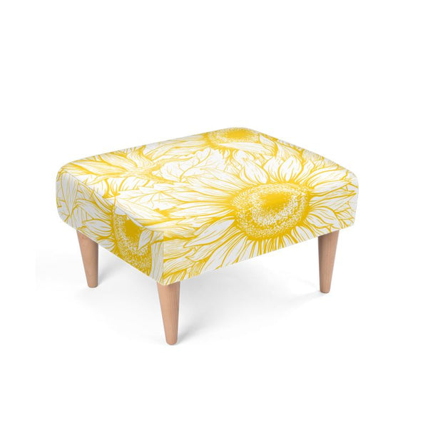 Golden Sunflower Footstool, Living Room Refresh, Sunflower Accent Pieces, Sunflower Furniture