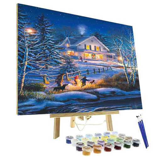 Paint By Numbers Kit - All is Bright 2, Christmas DIY Craft Set