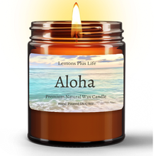 Aloha Natural Wax Candle in Amber Jar (9oz), Hawaii Candle, Artisan Candle