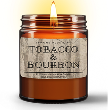 Tobacco and Bourbon Natural Wax Candle in Amber Jar (9oz), Artisan Candle, Gift for Him