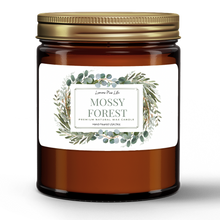 Mossy Forest, Natural Wax Candle in Amber Jar (9oz), Hand-Poured, Artisan Candle