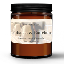 Tobacco Bourbon Natural Wax Candle in Amber Jar (9oz), Hand-Poured