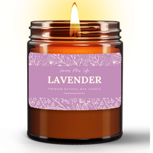 Lavender Natural Wax Candle in Amber Jar (9oz), Hand-Poured