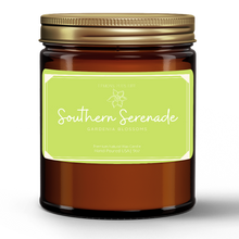 Southern Serenade, Natural Wax Candle in Amber Jar (9oz), Gardenia Blossom Candle