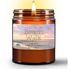 Beach Walk Natural Wax Candle in Amber Jar (9oz), Hand-Poured, Artisan Candle