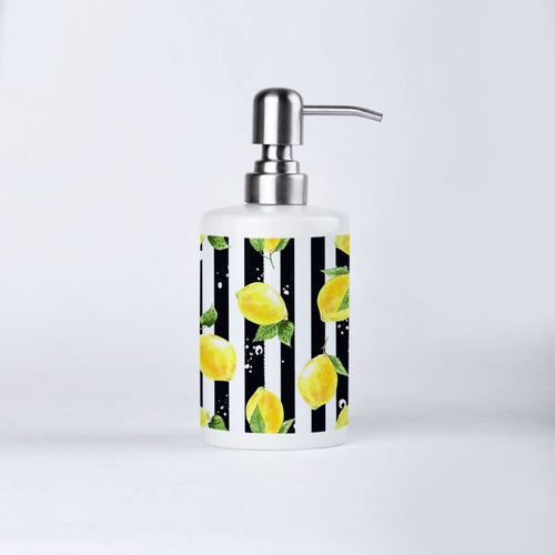 Zesty Lemon and Stripe Soap Dispenser
