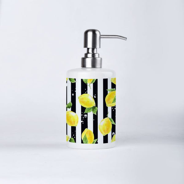Zesty Lemon and Stripe Soap Dispenser