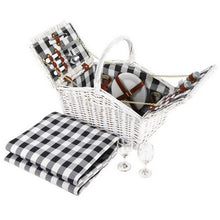 Alfresco 2 Person Picnic Basket Baskets White Deluxe Outdoor Corporate, Buffalo Plaid
