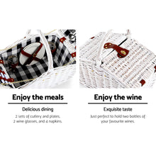 Alfresco 2 Person Picnic Basket Baskets White Deluxe Outdoor Corporate, Buffalo Plaid