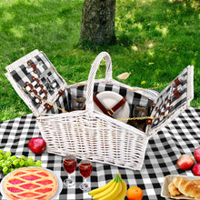 Alfresco 2 Person Picnic Basket Baskets White Deluxe Outdoor Corporate, Buffalo Plaid