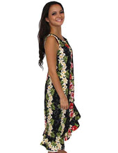 Black Hawaiian Dress Sleeveless Knee Length, Big Island, XS-Plus Size
