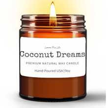 Coconut Dreams Natural Wax Candle in Amber Jar (9oz), Premium Artisan Candle