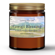 Hawaii Blessing Natural Wax Candle in Amber Jar (9oz), Hand-Poured, Artisan Candle