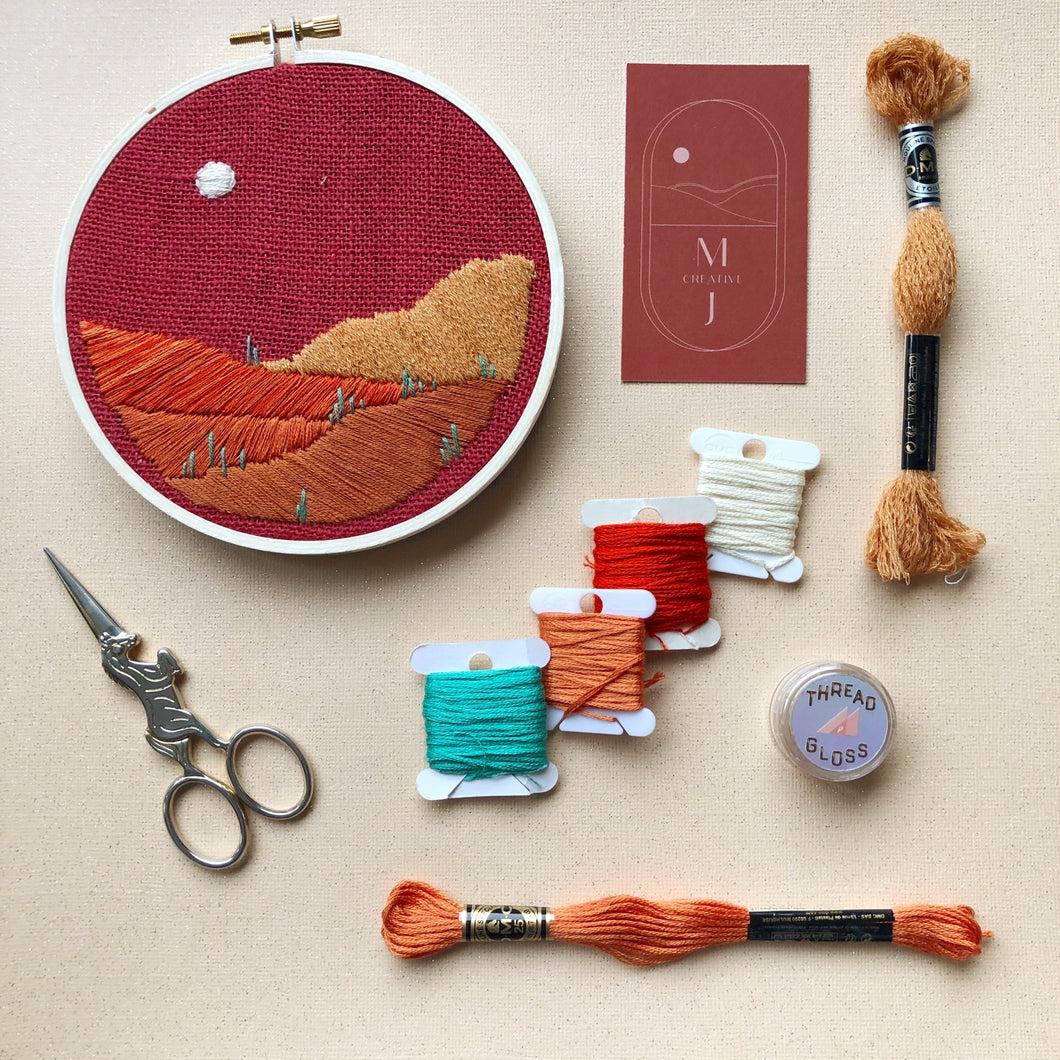 Desert Landscape DIY Beginner Embroidery Kit