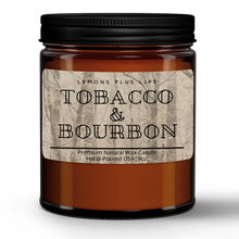 Tobacco and Bourbon Natural Wax Candle in Amber Jar (9oz), Artisan Candle, Gift for Him