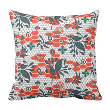 Indie Pattern Throw Pillow in Red and Navy
