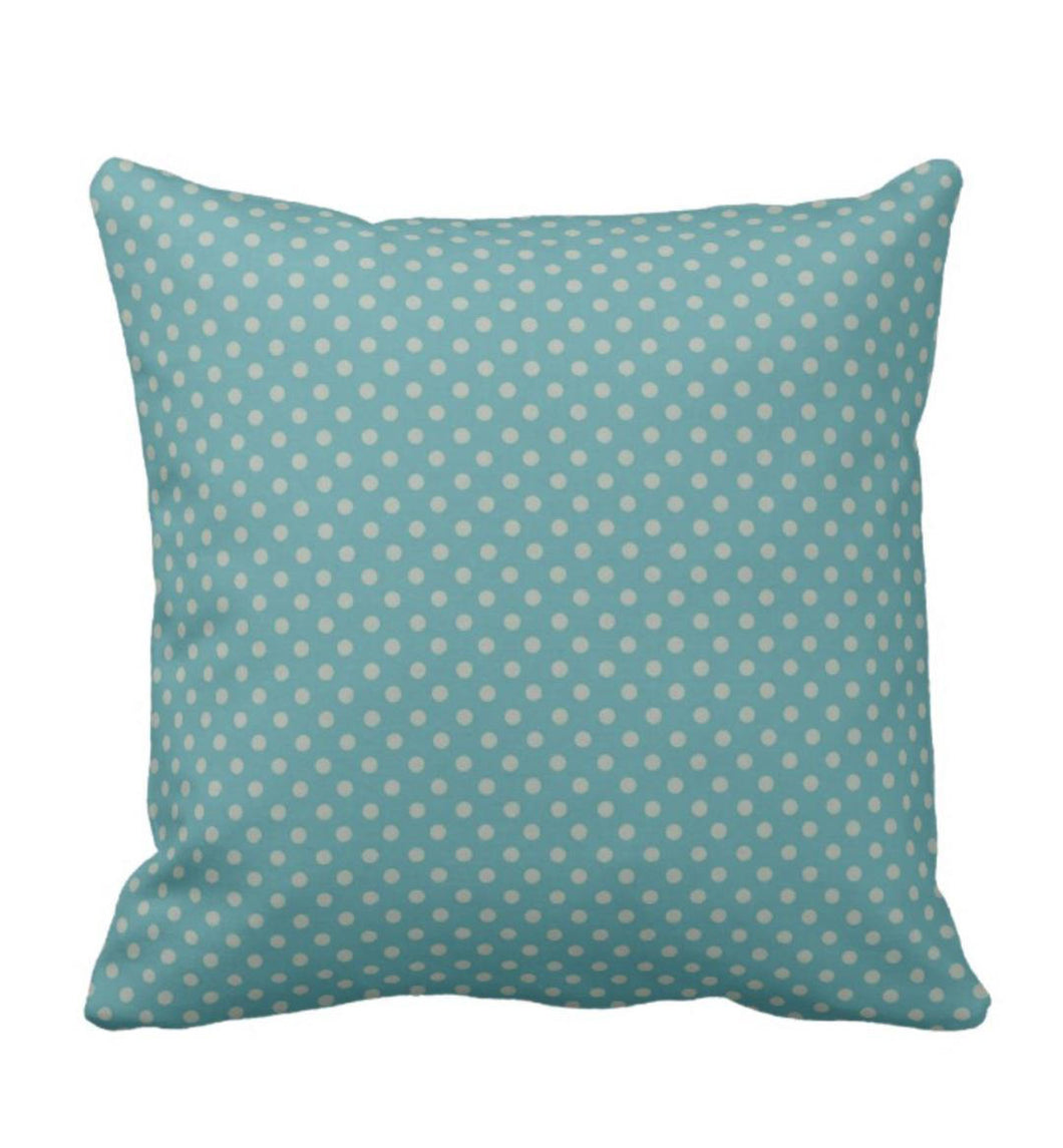 Throw Pillow Turquoise Small Polka Dots