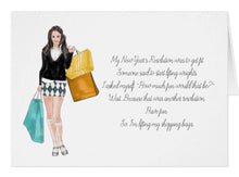 Funny 5 X 7 Greeting Card Shopping Girl