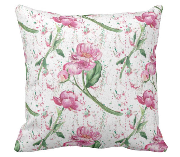 Cottage Garden Pink Peony Throw Pillow