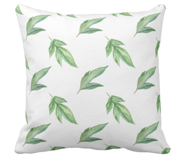Peony Leaves Throw Pillow