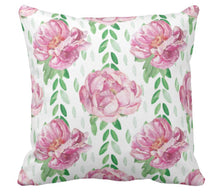 Watercolor Vintage Pink Peonies Throw Pillow