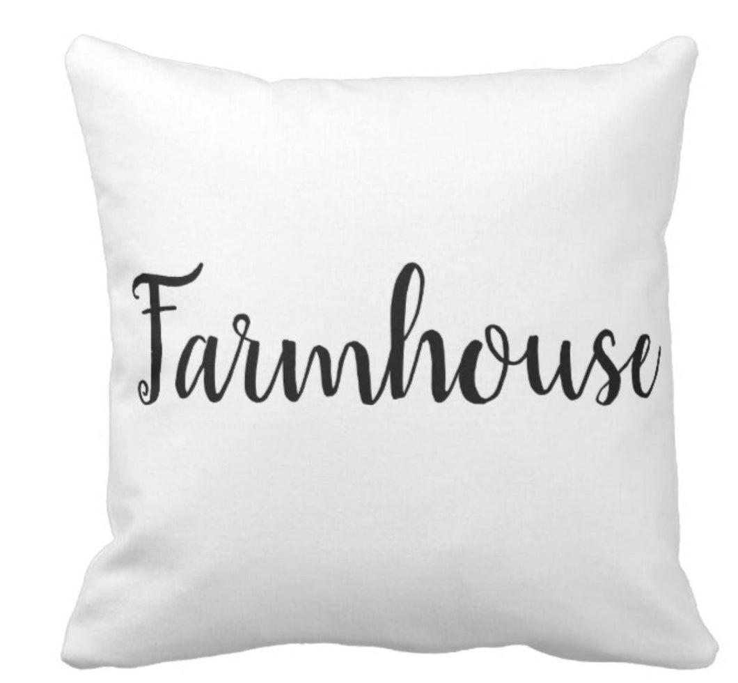Farmhouse Black & White Throw Pillow
