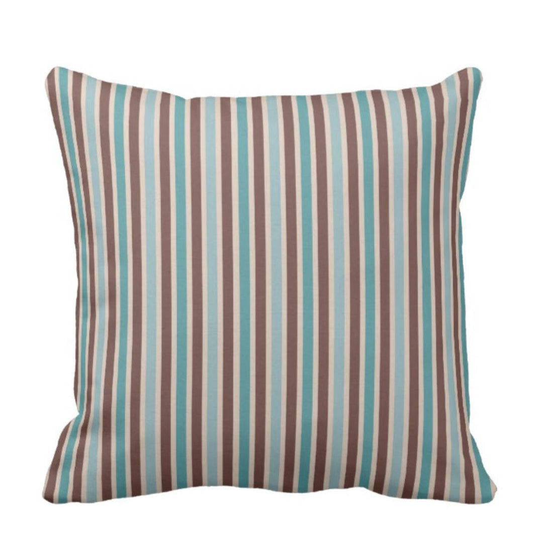 Striped Throw Pillow Turquoise and Brown