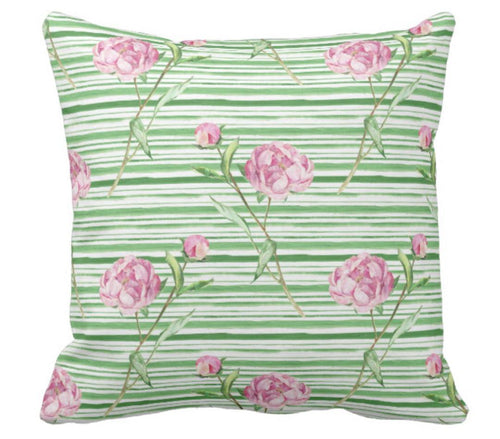 Vintage Pink Peonies Throw Pillow