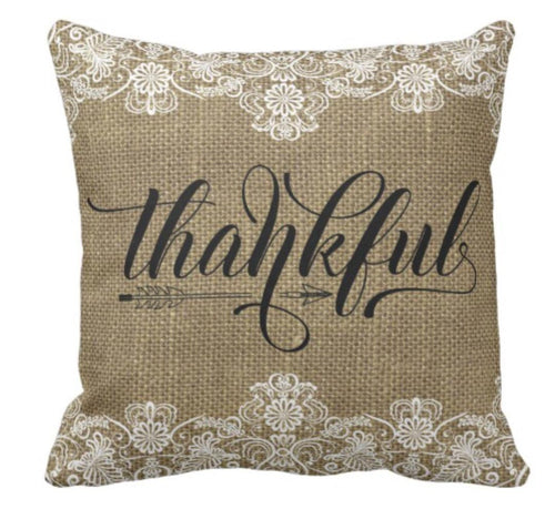 Throw Pillow Burlap and Lace Design 