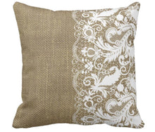 Throw Pillow Design Burlap and Lace Cottage Style