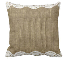 Throw Pillow Burlap and Lace Design