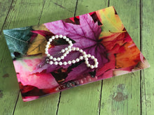 Fall Leaves Glass Tray, Autumn Leaves Serving Tray, Trinket Dish