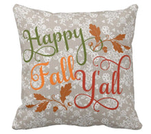 Throw Pillow Fall Happy Fall Y'all Burlap and Lace Design