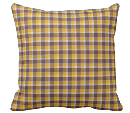 Throw Pillow Fall Plaid in Gold
