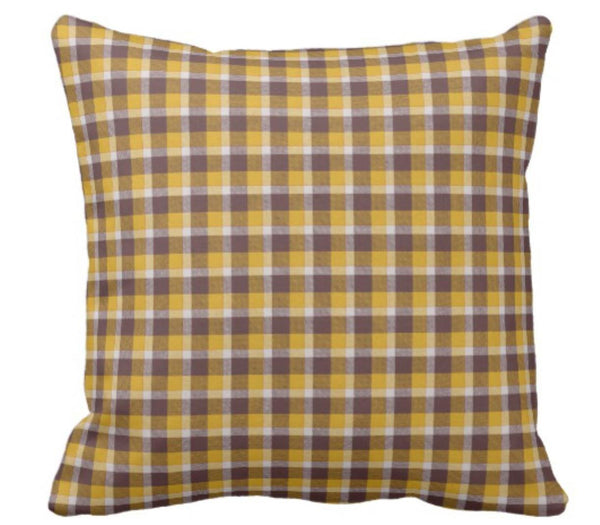 Throw Pillow Fall Plaid in Gold
