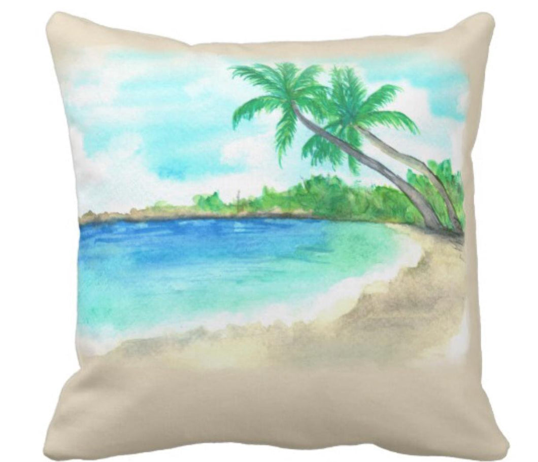 Throw Pillow Watercolor Beach