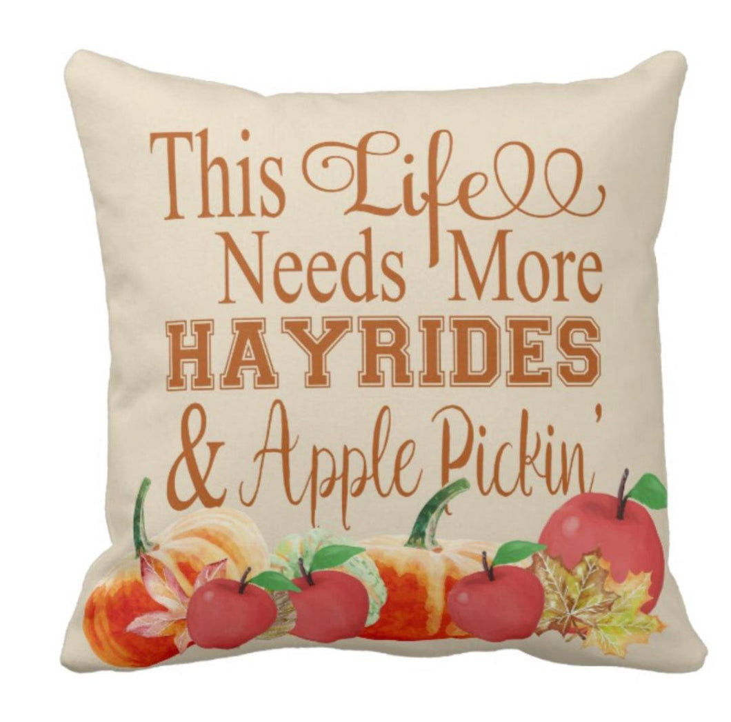 Throw Pillow Fall Hayrides & Apple Pickin'