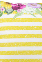 Yellow Striped Purple Sunflower Hydrangea Floral Throw Pillow