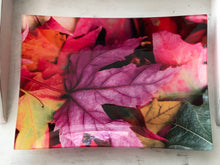 Fall Leaves Glass Tray, Autumn Leaves Serving Tray, Trinket Dish