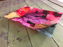 Fall Leaves Glass Tray, Autumn Leaves Serving Tray, Trinket Dish
