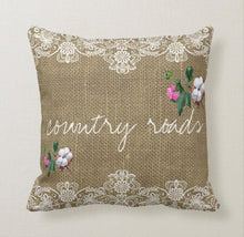 Cotton Bloom Burlap and Lace Country Roads Pillow