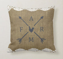 Cow Hay Ya'll Burlap and Lace Design Farm Pillow