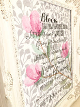 Bloom Anyway Quote Floral Pink and Grey Typography Art Print