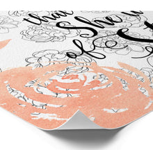 Floral Watercolor Typography Print-Not Afraid of Storms-Peach-White-Black