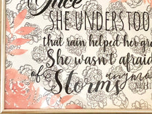 Floral Watercolor Typography Print-Not Afraid of Storms-Peach-White-Black
